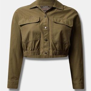 Torrid Khaki Utility Cropped Jacket